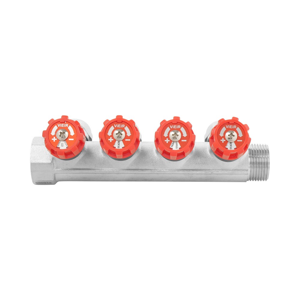 Коллектор регулирующий с вентилями и цангами VIEIR 3/4″x16 VR504 (ЕК) 4 выхода фото4