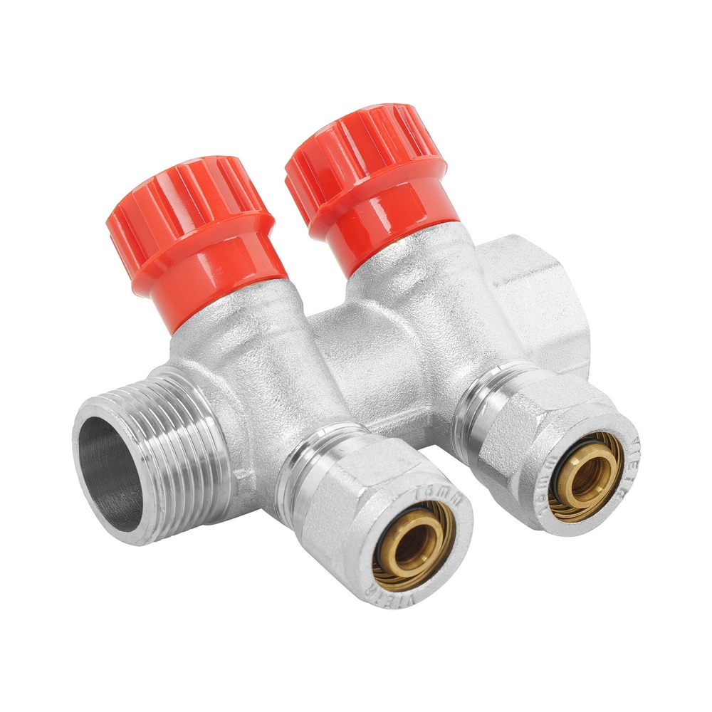 Коллектор регулирующий с вентилями и цангами VIEIR 3/4″x16 VR502 (ЕК) 2 выхода фото3