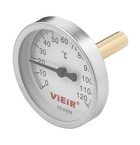 Термометр биметаллический d 63мм, с погружной гильзой 1/2″ / 0-120℃ VIEIR (YL18)